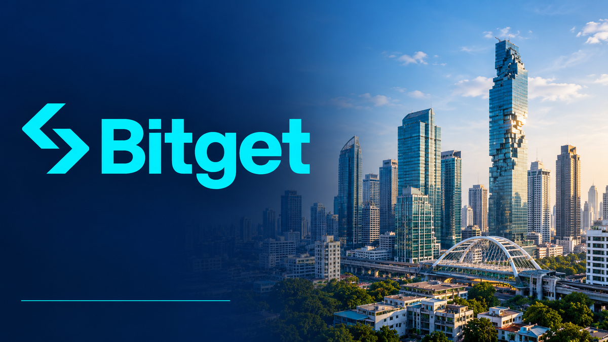 Bitget logo and Bangkok skyline — planned Thailand acquisition