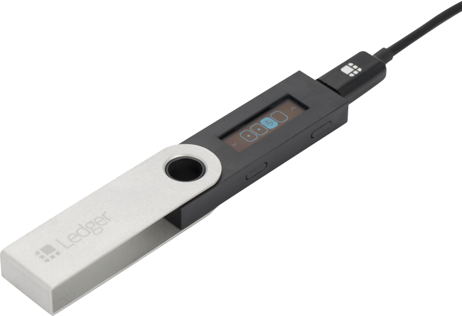 Ledger Nano S connected for a firmware update