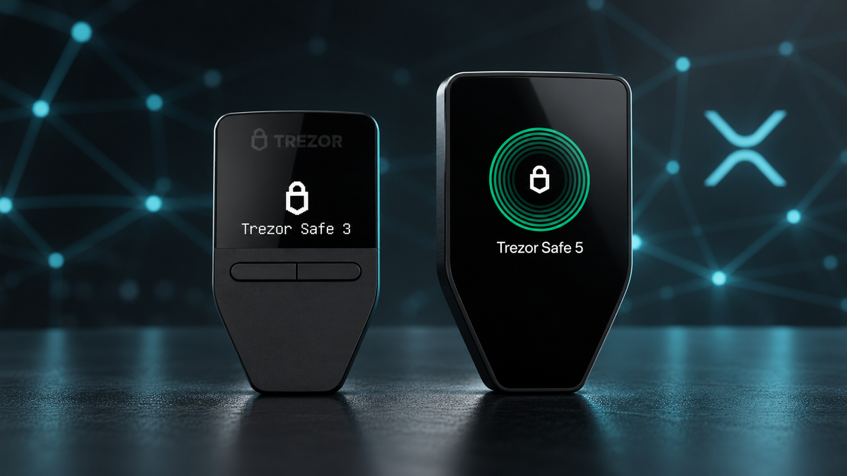 Trezor Safe 3 and Trezor Safe 5 with the XRP Ledger symbol