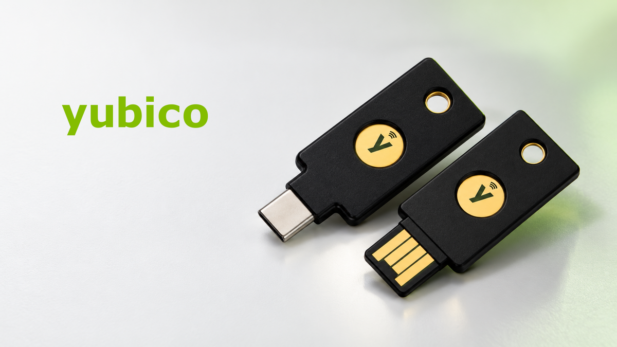 YubiKey 5C NFC and YubiKey 5 NFC with the official Yubico logo, illustrating the firmware 5.8 explainer
