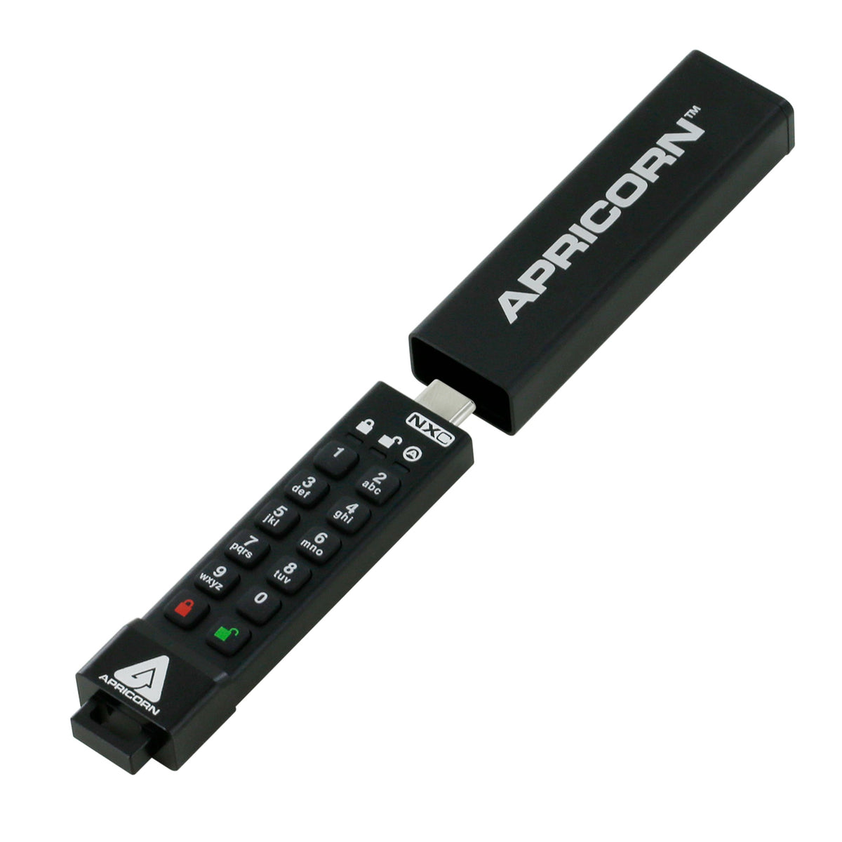 Apricorn Aegis Secure Key 3NXC partly pulled out of its sleeve