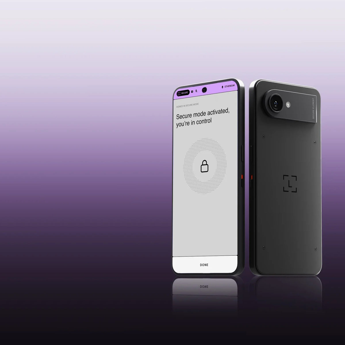 Ledger Atom หน้าจอ Secure Mode คู่กับด้านหลังเครื่อง