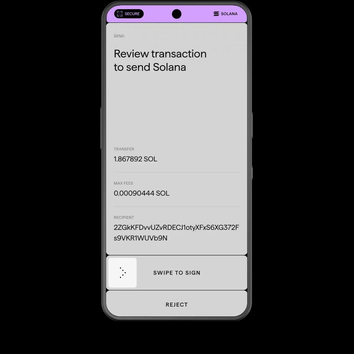 หน้าจอตรวจสอบรายการก่อนอนุมัติบน Ledger Atom