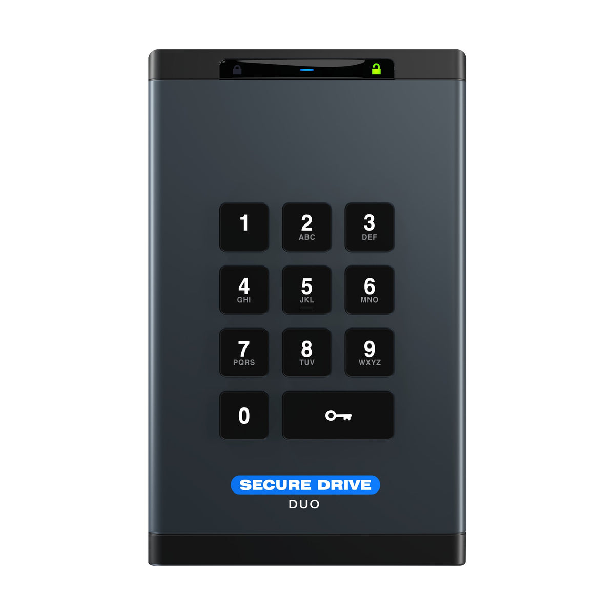SecureData SecureDrive DUO ด้านหน้า เห็นปุ่มกดตัวเลข