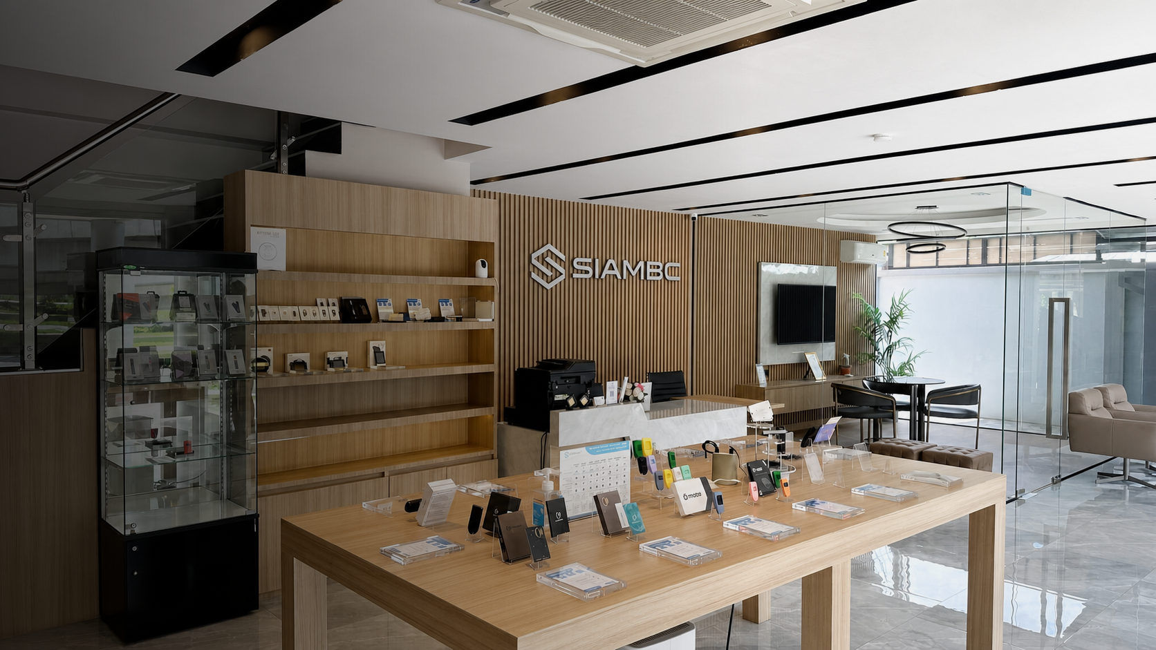 SIAMBC hardware wallet store in Bangkok, Thailand, with product displays and service counter