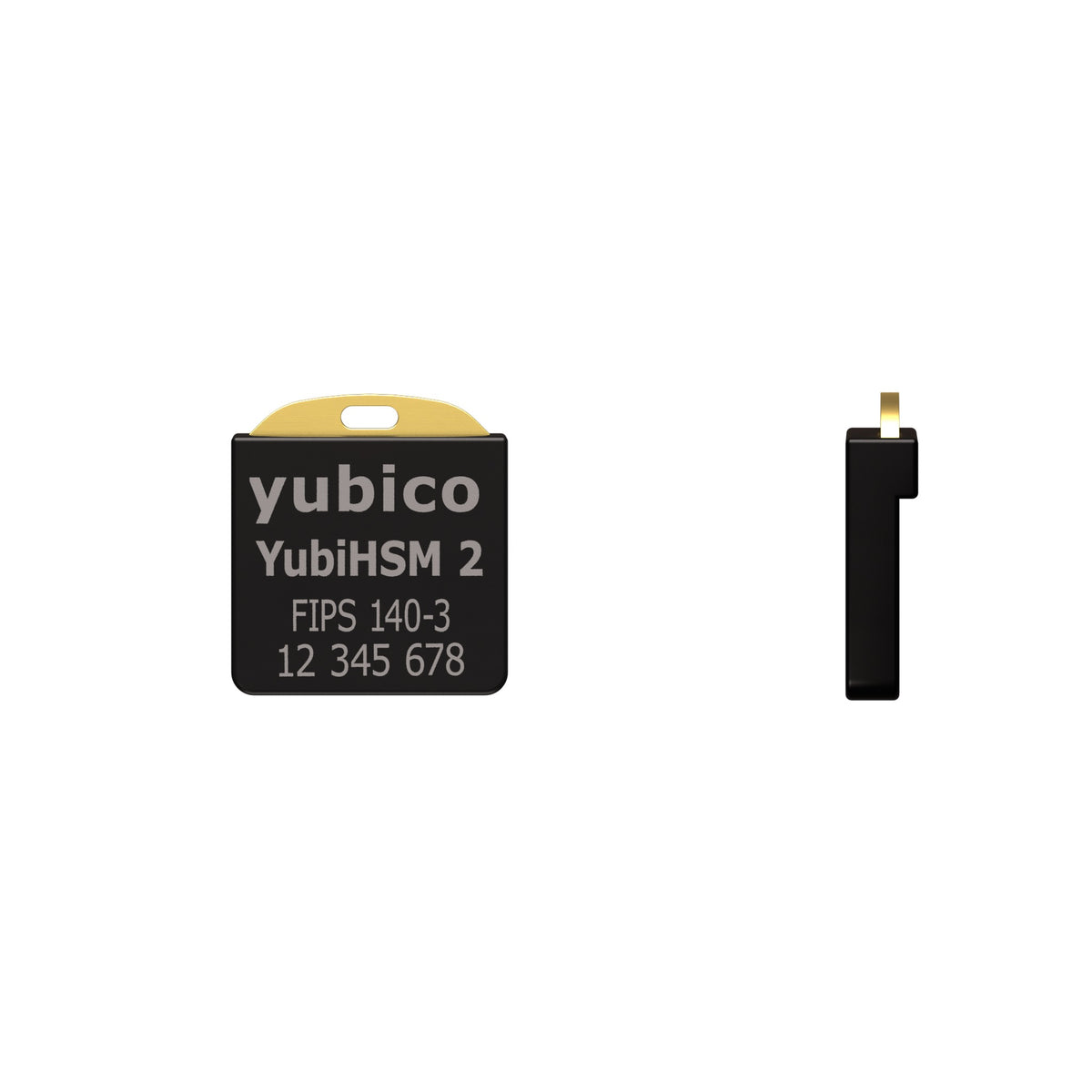 YubiHSM 2 FIPS ด้านหลังและด้านข้าง พิมพ์ YubiHSM 2 FIPS 140-3