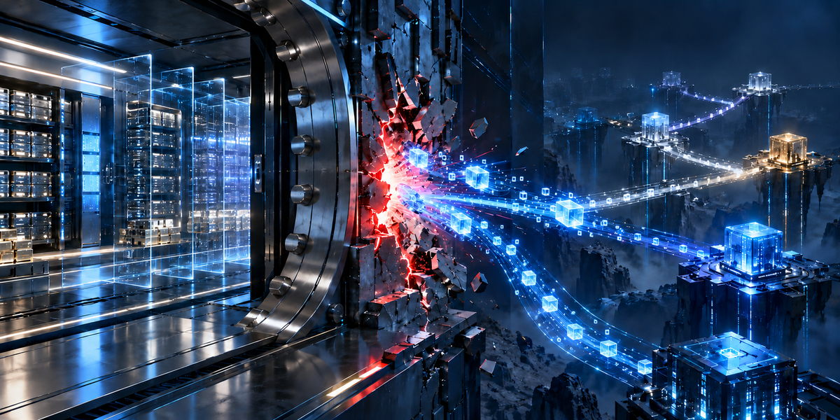 Digital asset vault breach sending encrypted data across several blockchain networks