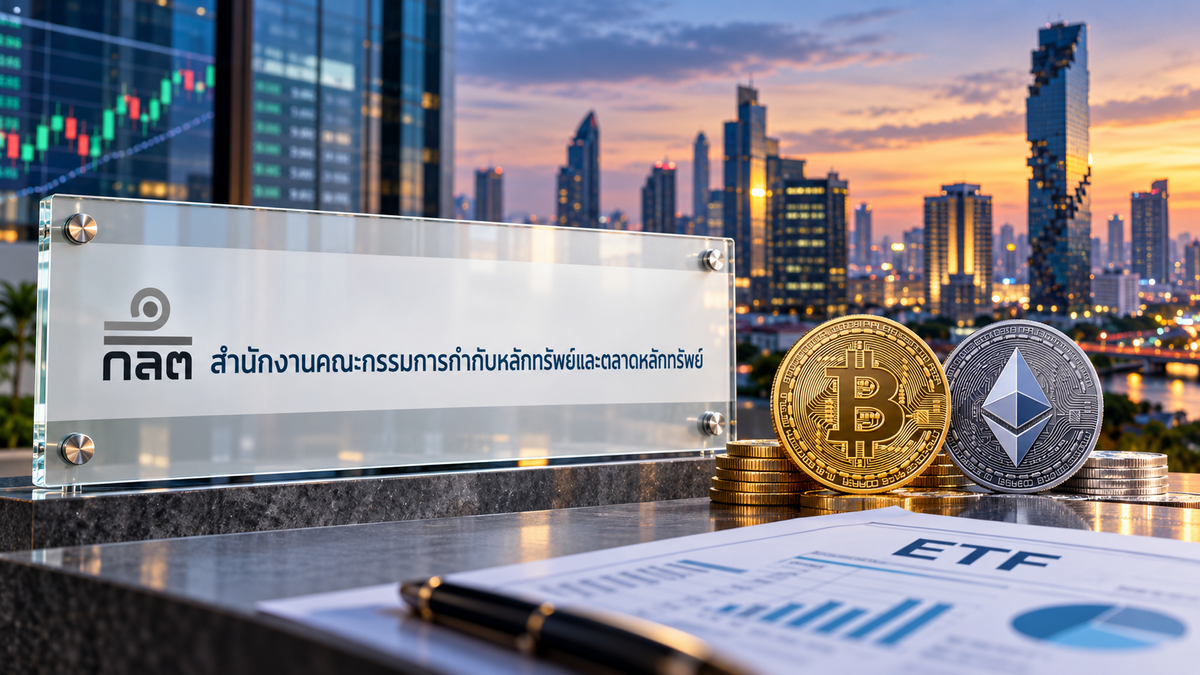 Thai SEC logo with Bitcoin and Ethereum representing Thailand's domestic crypto ETF framework