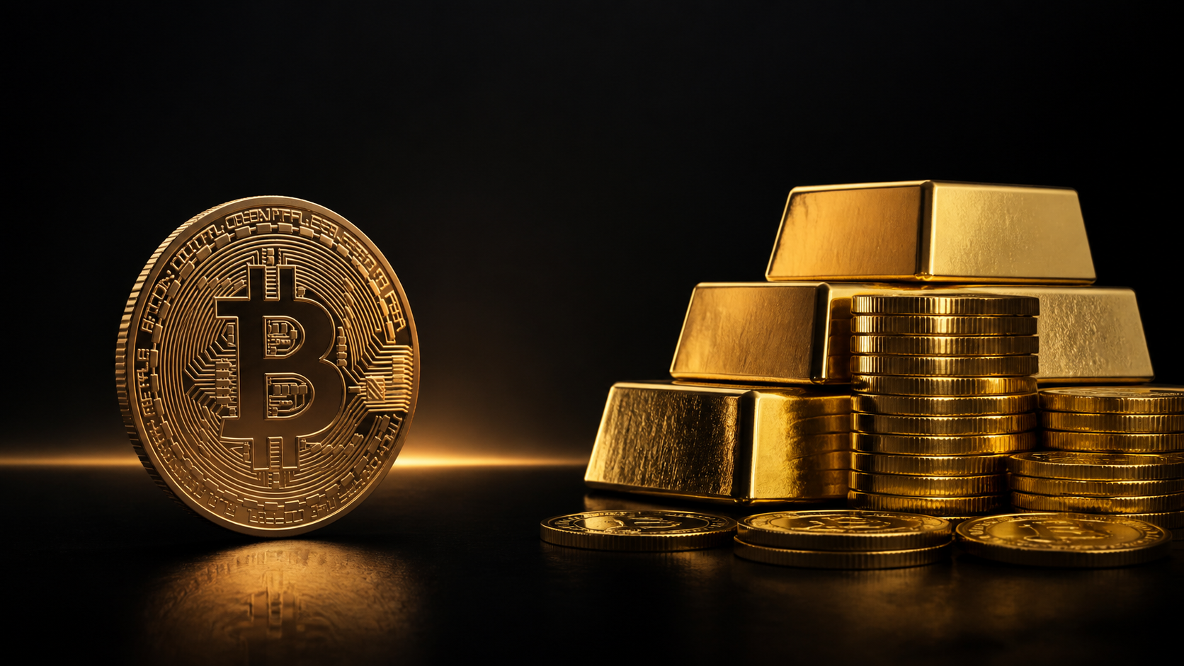 เหรียญ Bitcoin เปรียบเทียบกับทองคำ สำหรับบทความ Bitcoin กับทองคำ