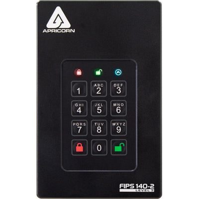 Apricorn Aegis Fortress L3 ด้านหน้า เห็นปุ่มกด PIN