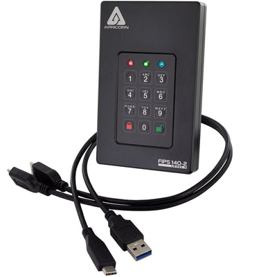 Apricorn Aegis Fortress L3 วางคู่กับสาย USB