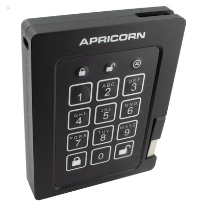 Apricorn Aegis Padlock SSD เก็บสายไว้ข้างตัวเครื่อง