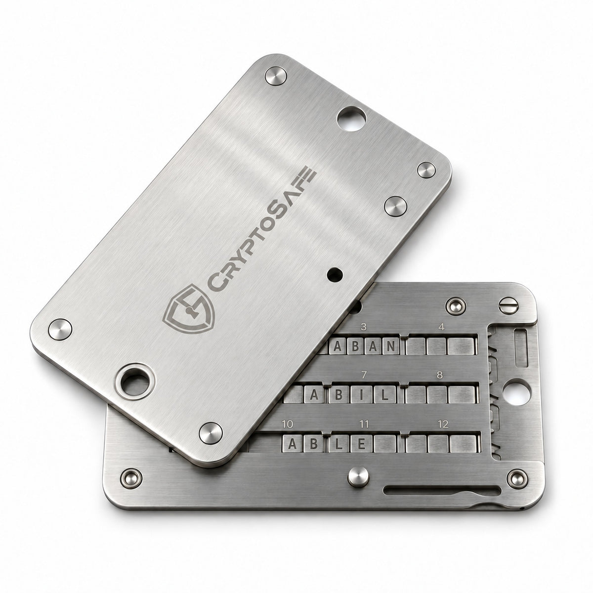 CryptoSafe Pro stainless steel seed phrase backup