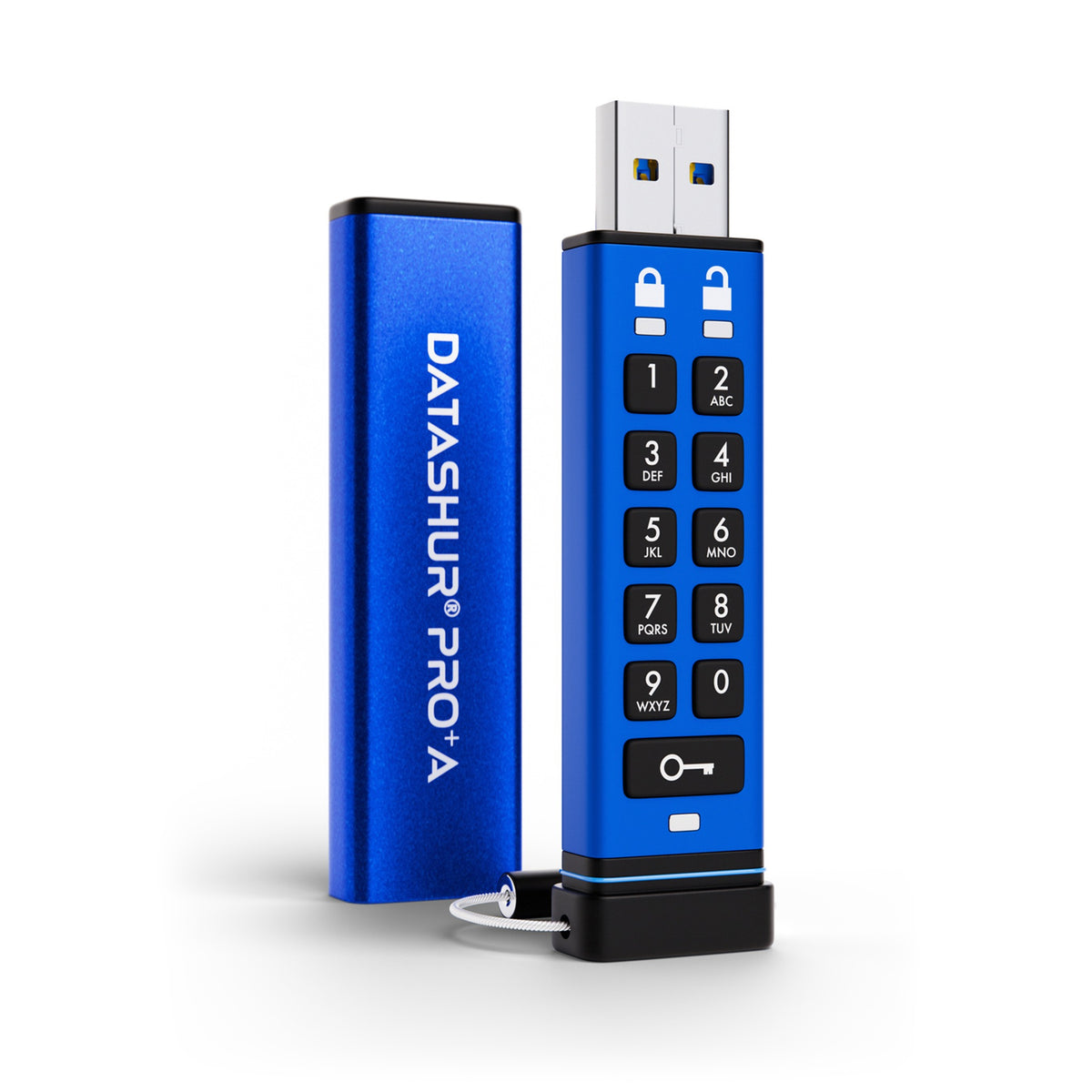 iStorage datAshur PRO+A มุมเอียง วางคู่กับปลอก