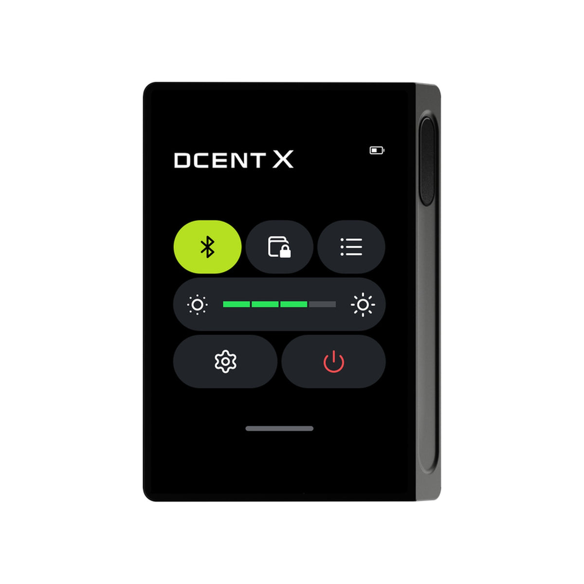 DCENT X Control Center screen for brightness and Bluetooth