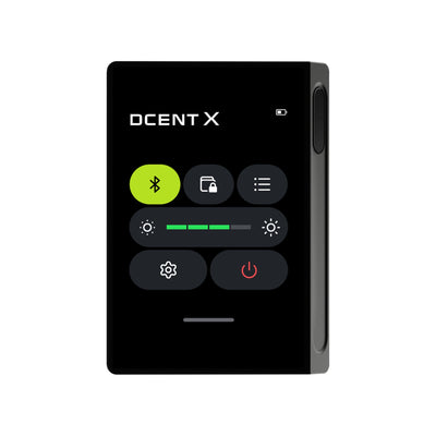 DCENT X Control Center screen for brightness and Bluetooth