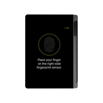 DCENT X screen asking for a finger on the fingerprint sensor on the right side