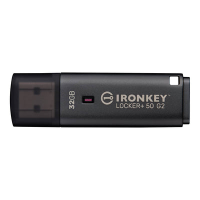 Kingston IronKey Locker+ 50 G2, side view with the cap on