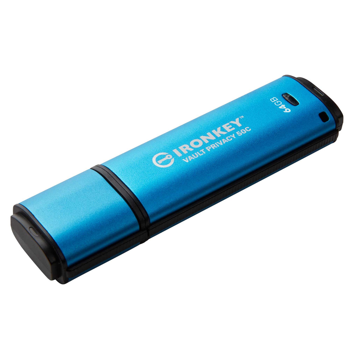 Kingston IronKey Vault Privacy 50C มุมเอียง สวมฝาปิด