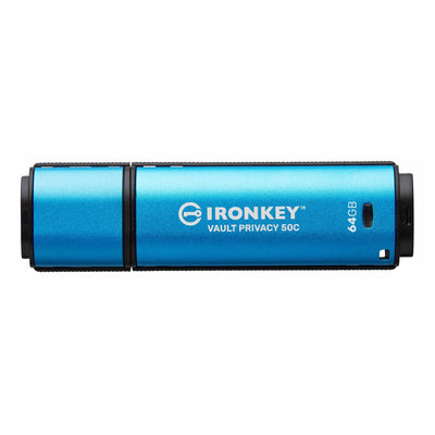 Kingston IronKey Vault Privacy 50C มุมด้านข้าง สวมฝาปิด