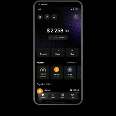 หน้าจอแอป Ledger Wallet บน Ledger Atom