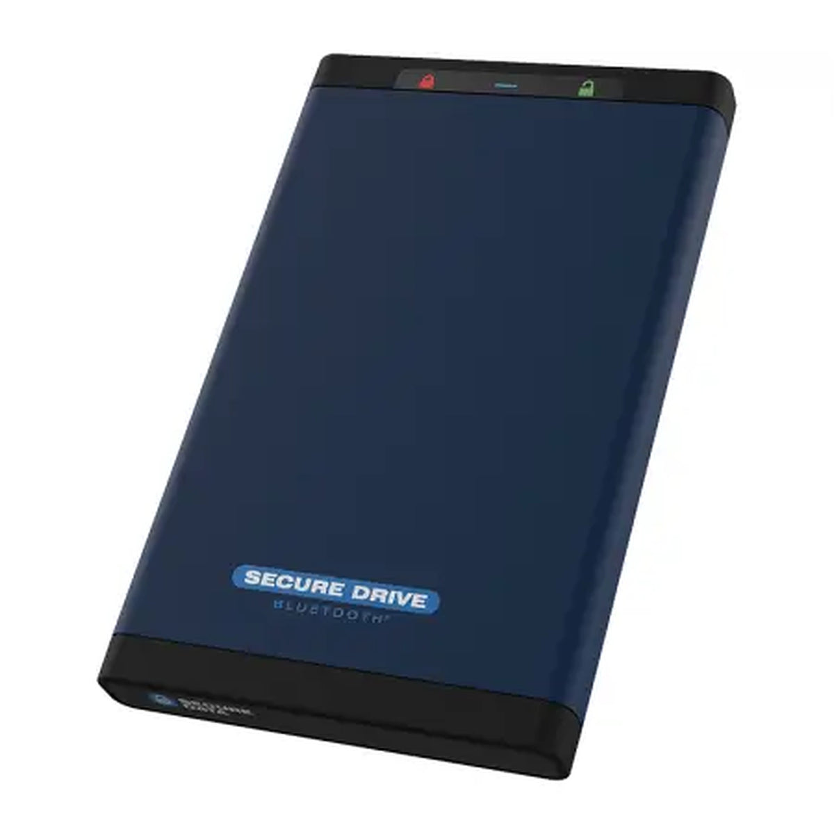 SecureData SecureDrive BT 斜角视图，蓝色机身