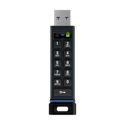 SecureData SecureUSB DUO, front view showing the numeric keypad