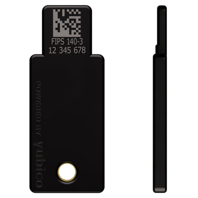 YubiKey 5 NFC FIPS, back and side printed with FIPS 140-3