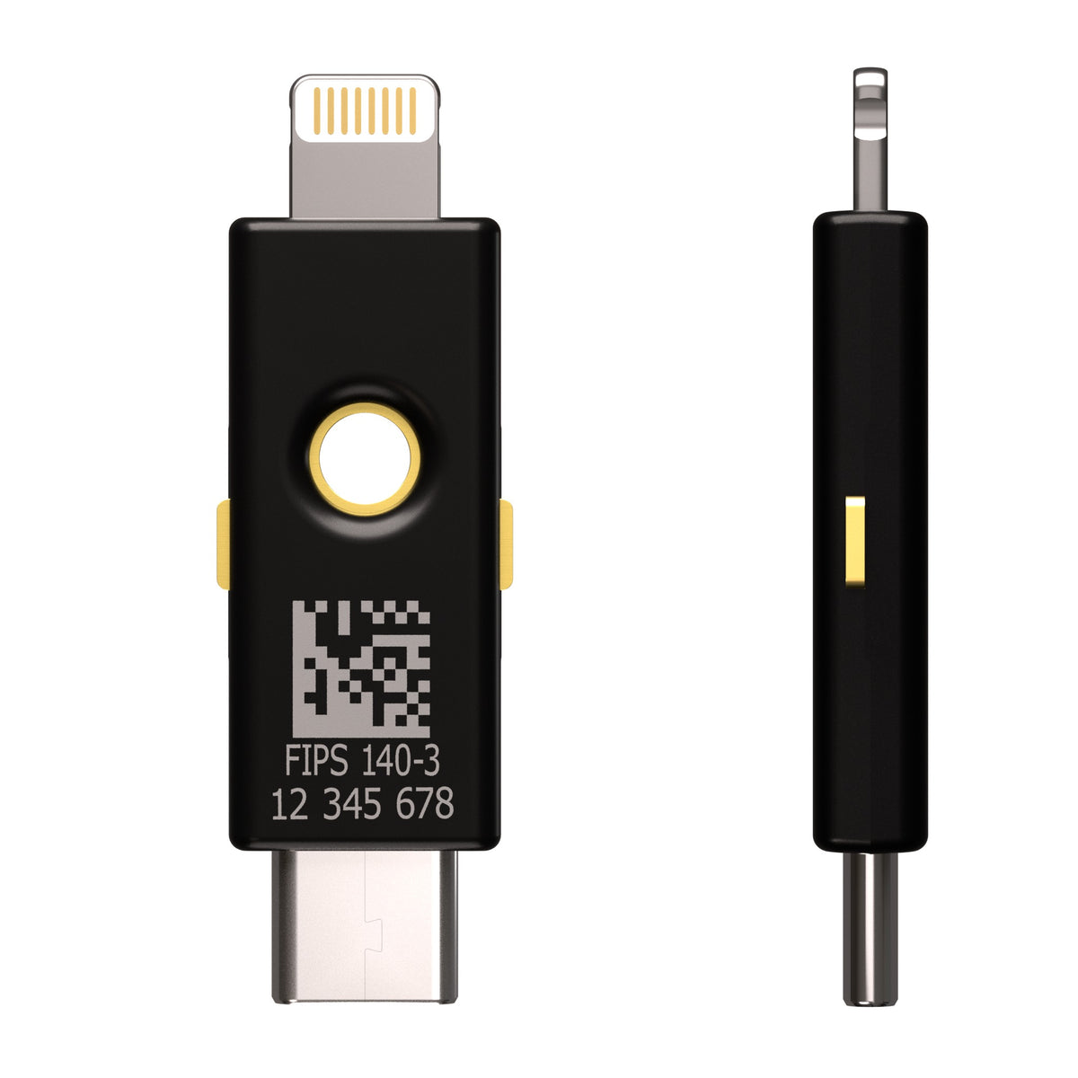 YubiKey 5Ci FIPS ด้านหลังและด้านข้าง พิมพ์ FIPS 140-3