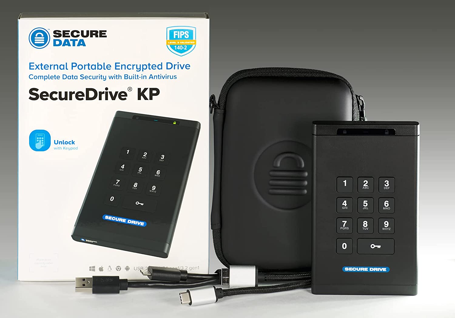 SecureData SecureDrive KP 1TB ฮาร์ดไดรฟ์ ฮาร์ดดิสก์ เข้ารหัส